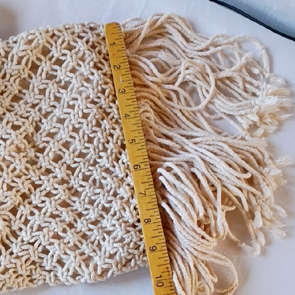 Polo Jeans Co.by Ralph Lauren Handcrafted Cream Macramé Bag - Picture 5 of 7